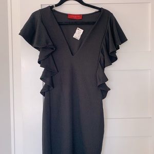 NWT Black bodycon dress with butterfly sleeves